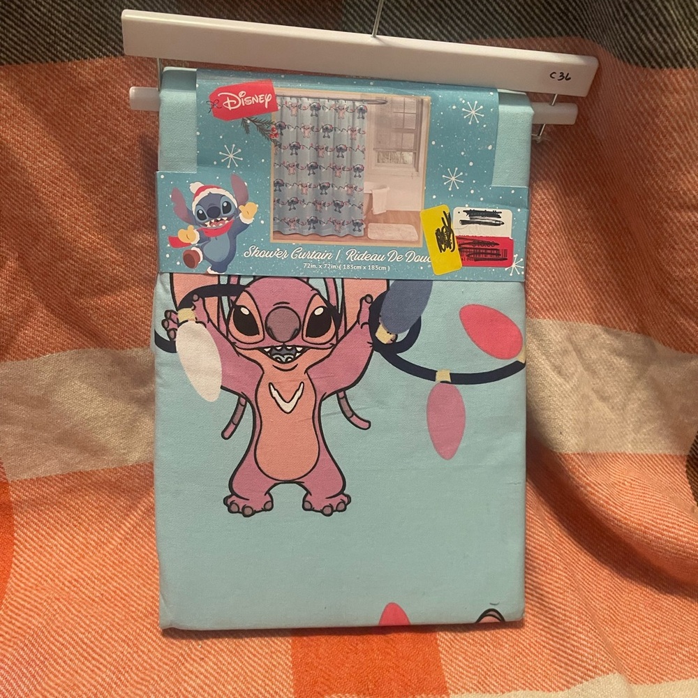 Disney Stitch Blue and Pink Shower Curtain
